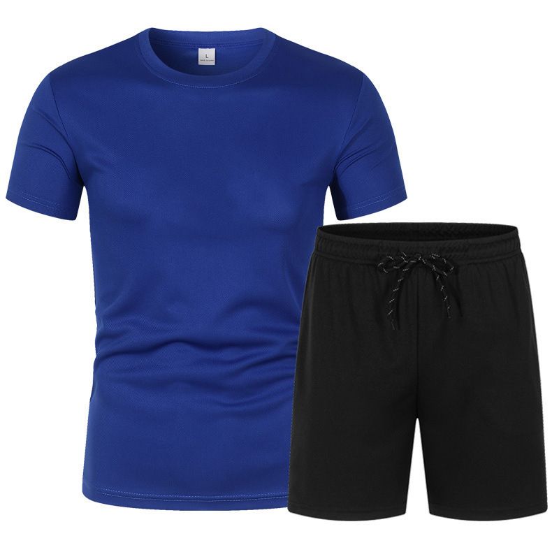 New Men's Mesh Breathable Short Sleeved Shorts Two-piece Set, Fashionable Quick Drying T-shirt Five Quarter Pants Sports_voghion.com