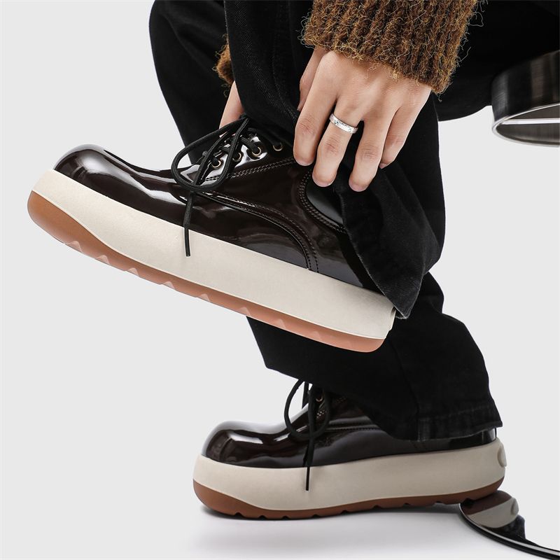 Nouvelles chaussures de printemps en cuir pour hommes, bottes Martin montantes rehaussantes pour hommes_voghion.com