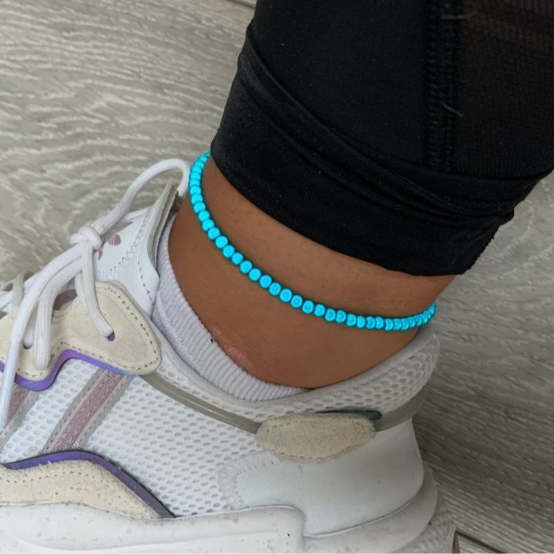 Jewelry Summer Beach Iridescent Bead Simple Versatile Bright Color Beaded Bracelet Anklet_voghion.com