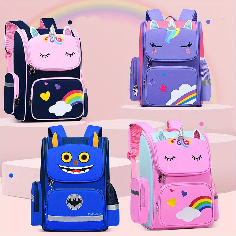 Nova bolsa escolar infantil à prova d'água, bolsa fofa de unicórnio do Batman para meninos e meninas, redução de peso_voghion.com