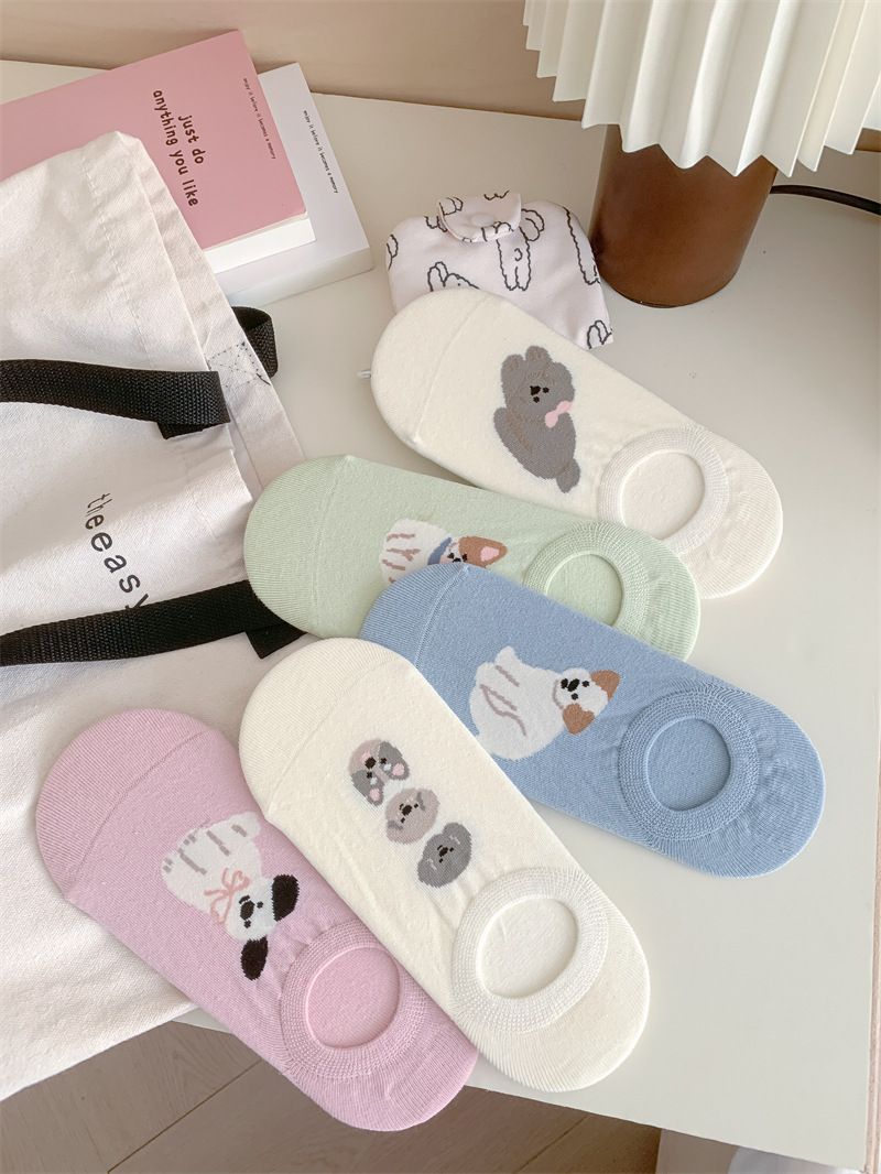 Women's & Men's Cotton No Show Socks With Cute Animal Patterns, Seamless Comfort, Breathable & Anti-Slip For Daily Wear_voghion.com