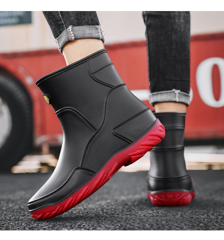 Men Non Slip Waterproof Rubber Work Boots Rain Boots _voghion.com