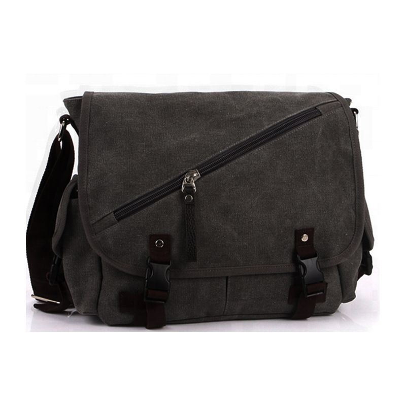 Borsa a tracolla monospalla casual alla moda in tela nera, da viaggio, stile studentesco, per laptop_voghion.com