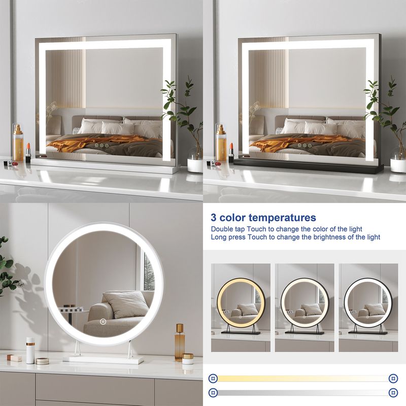 Hollywood Vanity Make-up Mirror With LED Touch 3 Lights For Dressing Table_voghion.com