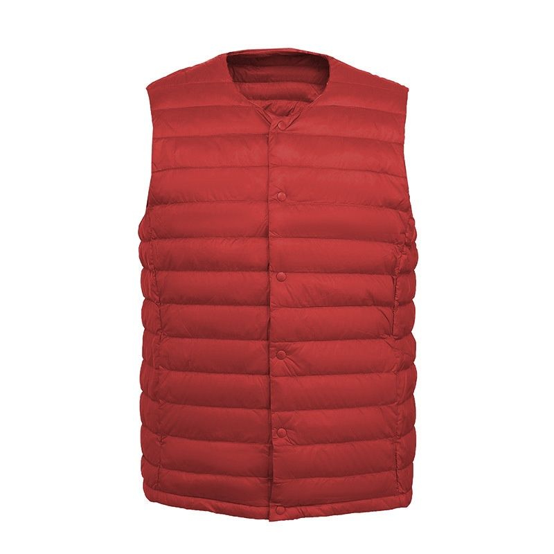 Gilet sans manches léger en duvet pour homme Cove Wholesale, gilet d'extérieur, grandes tailles, sans col, col rond, court, ultra-fin_voghion.com