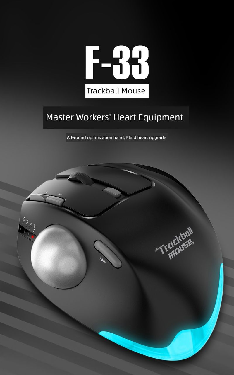 RGB Backlight Charging Bluetooth Wireless Trackball Mouse_voghion.com