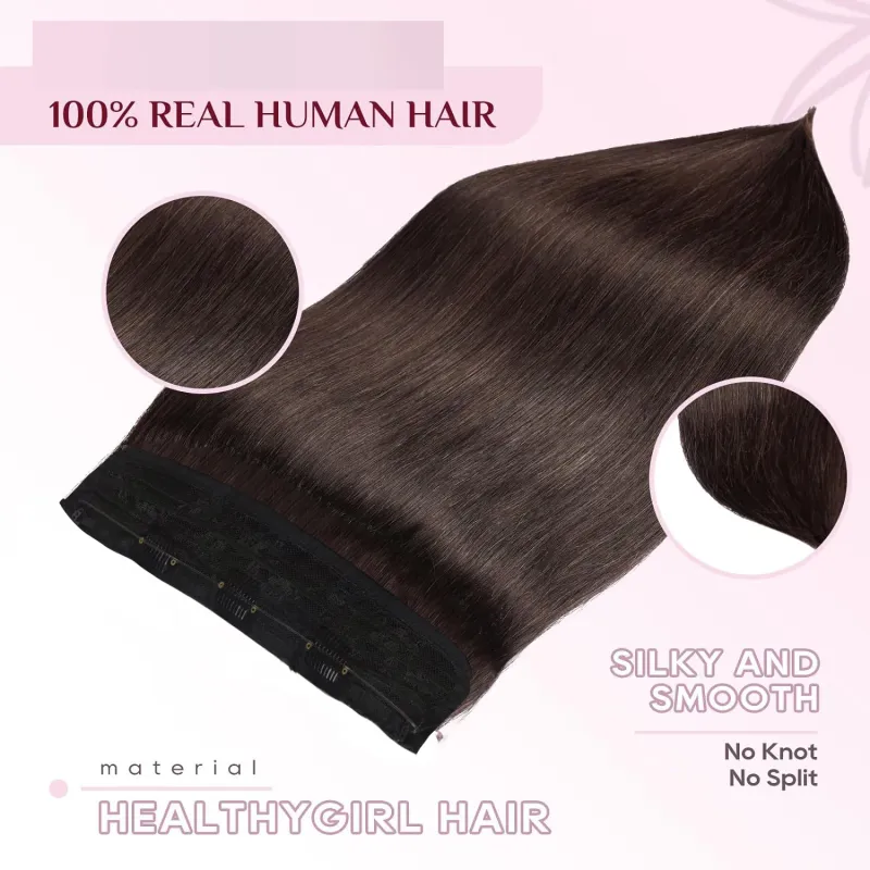 Straight Clip in Human Hair Extensions 16-26 Inch Hair Pieces for Women #2 Dark Brown_voghion.com