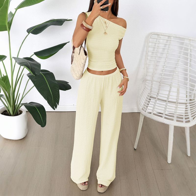 Diyun Casual Vacation Vest Wide-Leg Pants Two-Piece Set Women's Fashion 2025 Spring Summer_voghion.com