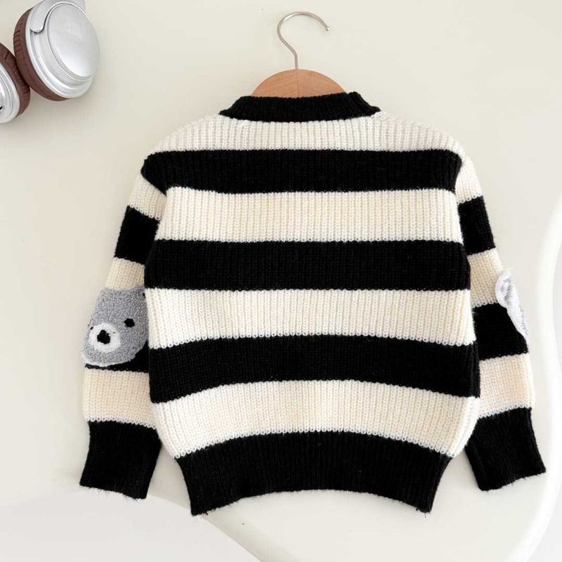 Set di maglioni invernali caldi per bambini - Pullover spesso a maniche lunghe con scollo rotondo per bambini e bambine - Completo casual comodo (blu, nero)_voghion.com