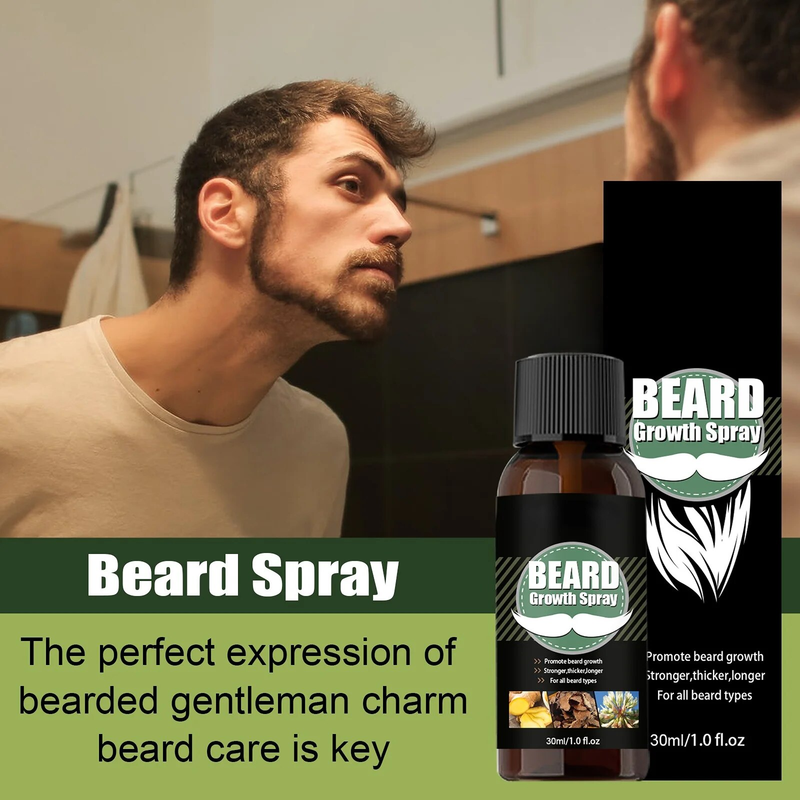 Männer Bartwachstum Ätherische Öle Essenz Spray Pflegendes und feuchtigkeitsspendendes Spray Bartpflege Pflegeöl Bartwachstum Sprühöl_voghion.com