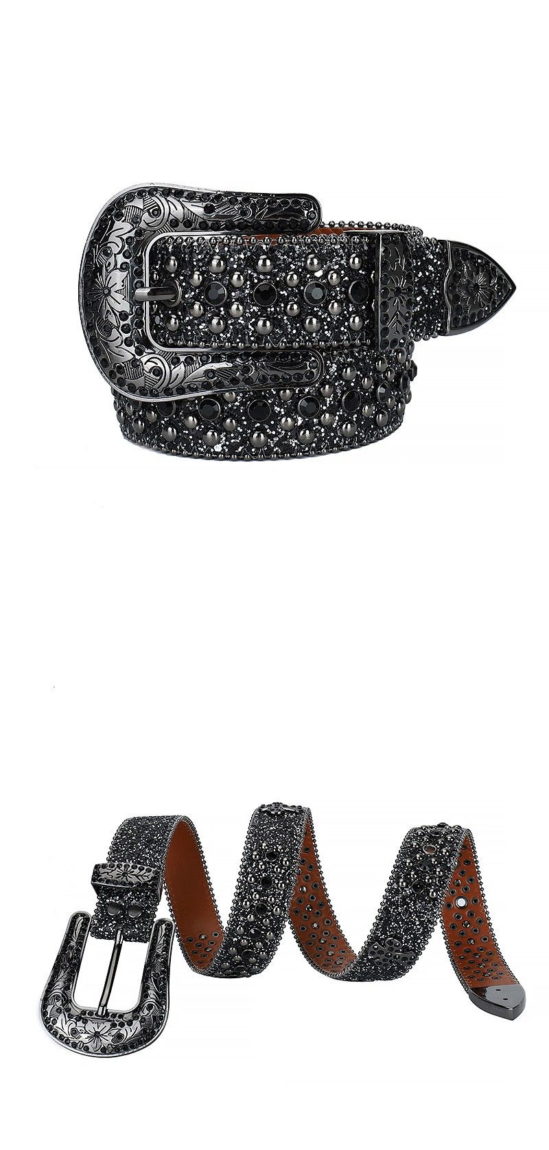Wasserdiamantgürtel, universell für Männer und Frauen, handgefertigte personalisierte Street Dark Style Fashion Hose mit Nieten_voghion.com