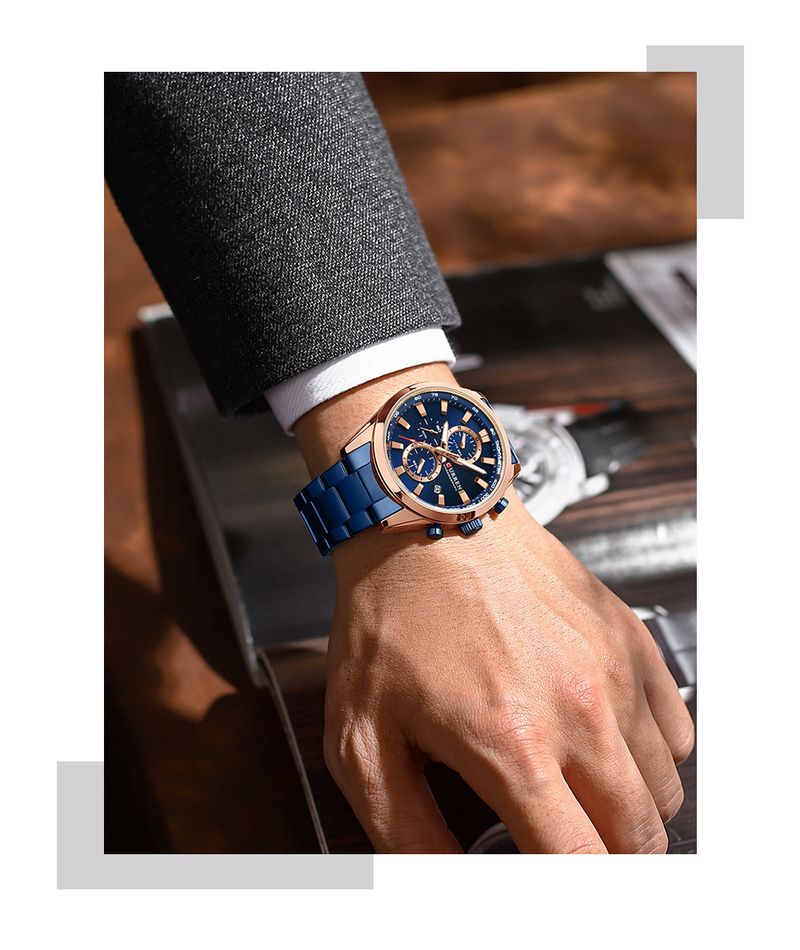Men's Waterproof Multifunction Quartz Watch With Date Display, Stainless Steel Case, Mineral Crystal, And Alloy Strap For Business And Casual Wear_voghion.com
