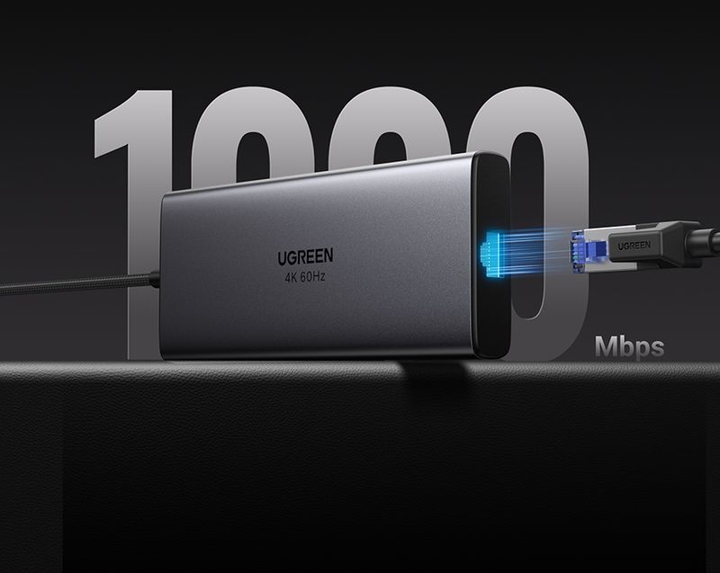 UGREEN 10Gbps C HUB 4K60Hz Type-C To HDMI RJ45 PD100W SD&TF USB Adapter For MacBook IPad Samsung Laptop Accessories Docking_voghion.com