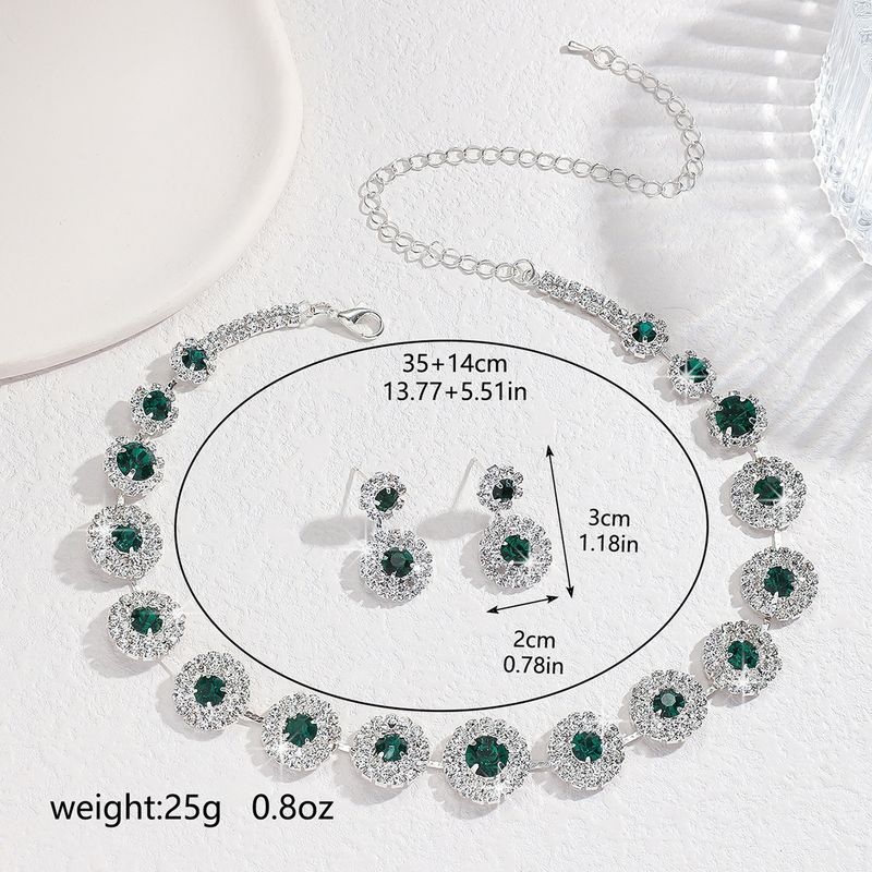 European And American Hot Fashion Rhinestone Earrings Necklace Two-piece Set Claw Chain Bride Wedding Birthday Party_voghion.com