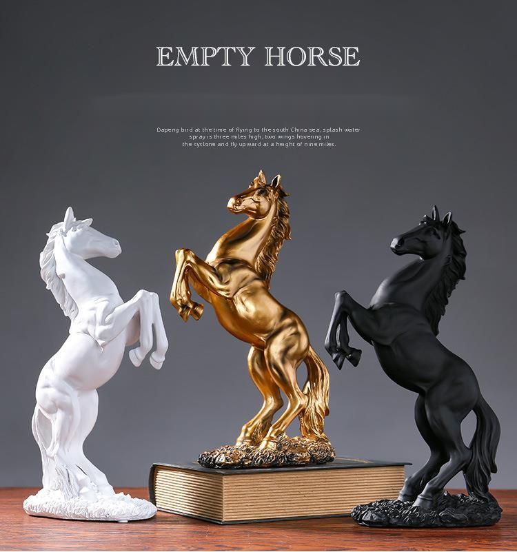 Levitating Horse European Style Resin Craft Room Desktop Realistic Animal Decoration Ornament Opening Entrance Feng Shui_voghion.com