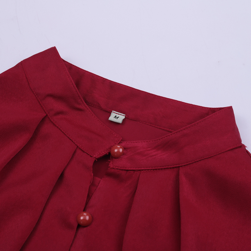 Women's Shirts Solid Color Lapel Long Sleeve Single-row Button Loose Women's Top_voghion.com