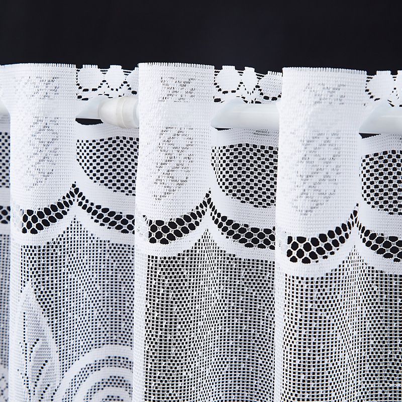 White Polyester Crochet Lace Door Curtain – 180x100cm Floral Cutout Panel For Kitchen, Study & Entryway – Lightweight Sheer Window Drape_voghion.com