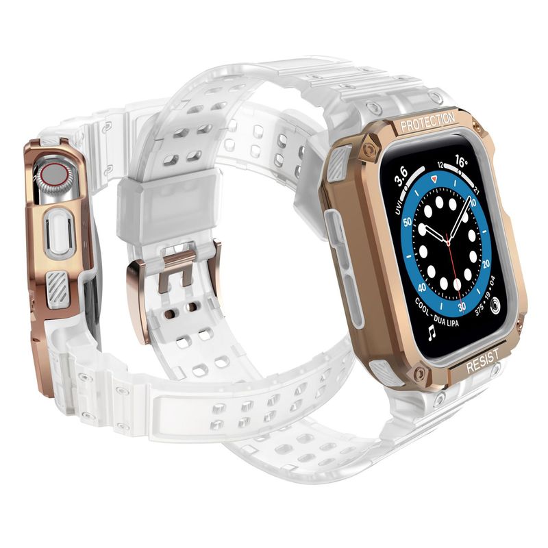 Suitable for Apple Watch integrated strap iwatch contrast color silicone strap wholesale TPU + PC shell_voghion.com