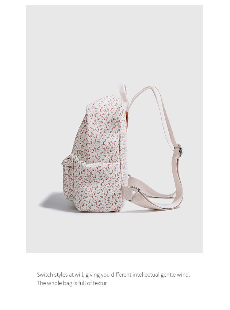 BM liten blomstrete ryggsekk lerretsryggsekk uformell mote dameveske_voghion.com