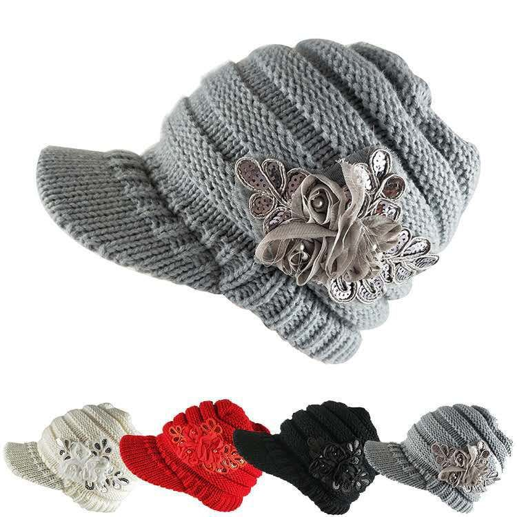 Casquette de baseball à paillettes, style bec de canard, avec bord, chapeau chaud en laine pour femme, automne et hiver_voghion.com