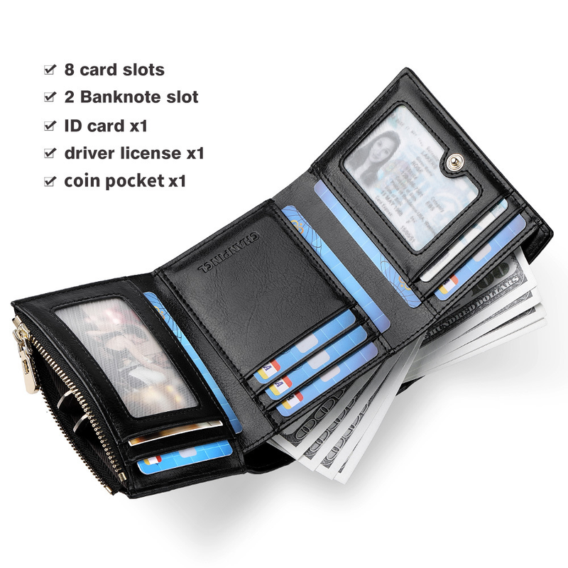 C brand boxed women's short change pocket, zipper wallet, multi card, dual currency wallet_voghion.com