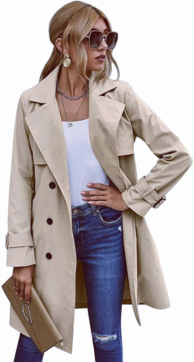 Women's trench coat autumn and winter explosive single breasted medium long coat_voghion.com