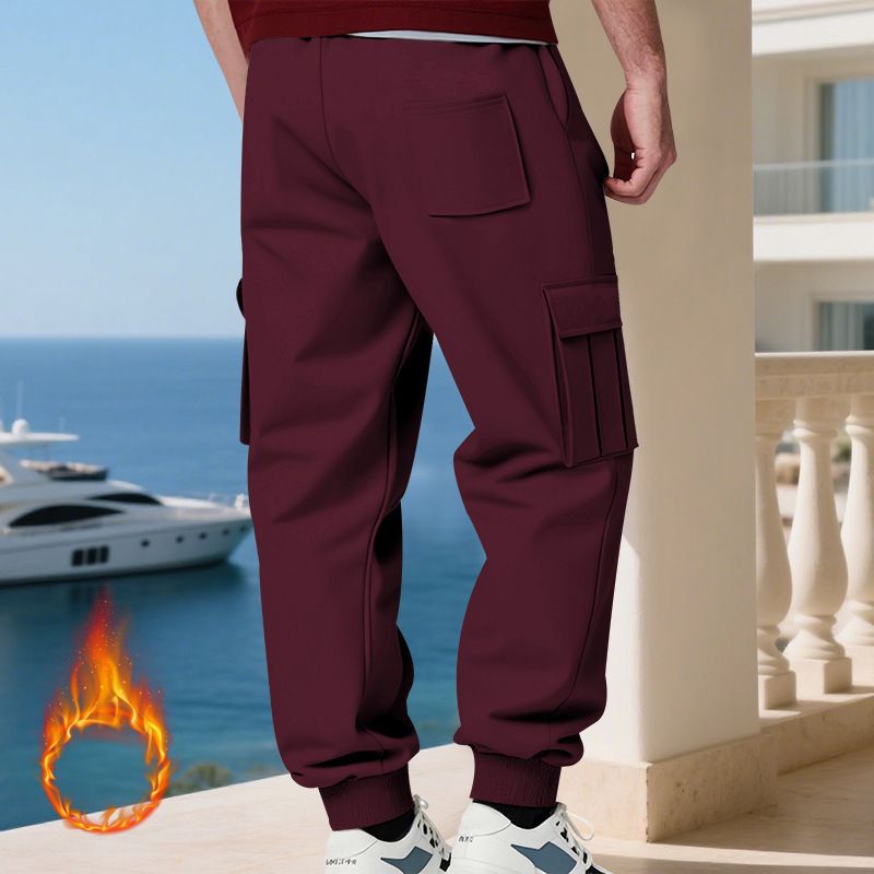 Pantaloni cargo da uomo foderati in pile - Jogger casual caldi invernali con tasche multiple, vestibilità ampia, vita elastica, comodi ed eleganti per l'uso quotidiano_voghion.com