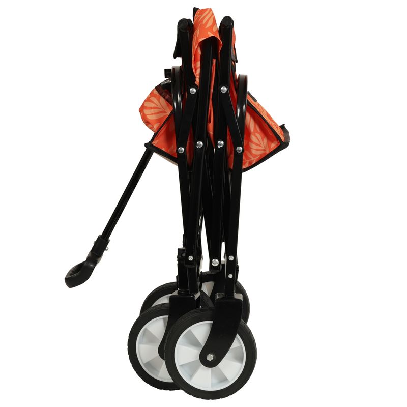 Minimeetall Colorful Collapsible Foldable Wagon Cart With Strapping System, Beach Wagon ,Utility Wagon Grocery Cart Camping Shopping Sports Gardeing Fishing Supports 225lbs,orange Leaf_voghion.com