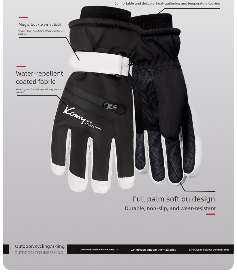 Guanti da sci invernali da uomo Northeast, foderati in pile, spessi, caldi e antifreddo, in cotone, impermeabili, per motocicletta elettrica_voghion.com