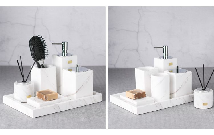 Modernes Kosmetiktablett aus Silikon – Badezimmer-Organizer aus Marmor und Mattschwarz für Schmuck, Parfüm und wichtige Dinge (rutschfest, wasserdicht, leicht zu reinigen)_voghion.com