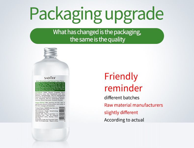 Volles englisches Aloe Vera-Gesichtswasser, 500 ml, SADOER, feuchtigkeitsspendendes Make-up-Wasser mit großer Kapazität_voghion.com