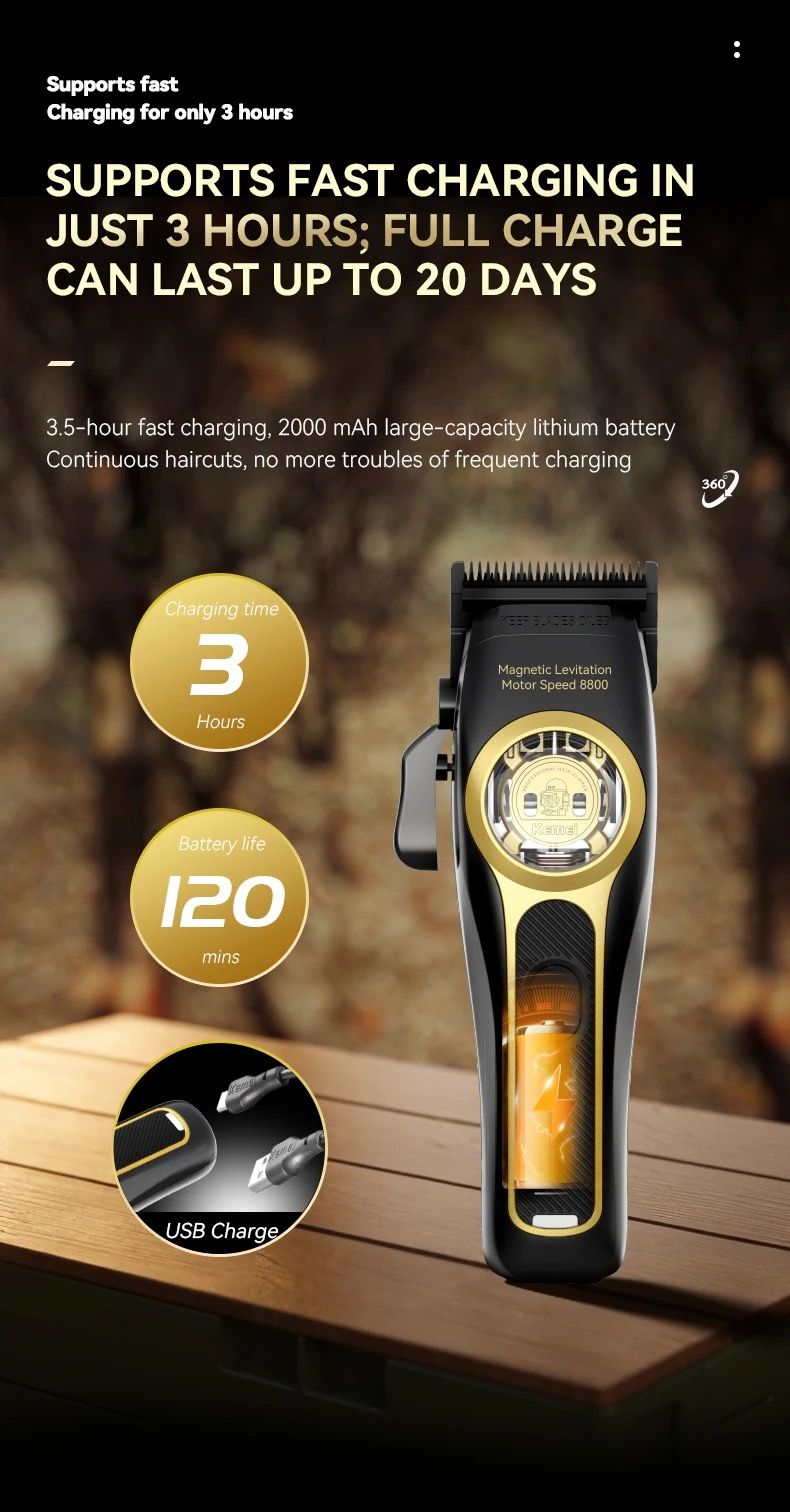 2373 Barber Fade Clippers Profesionalni akumulatorski prirezovalnik električni moški striženje las hine magnetni motor 8800RPM_voghion.com
