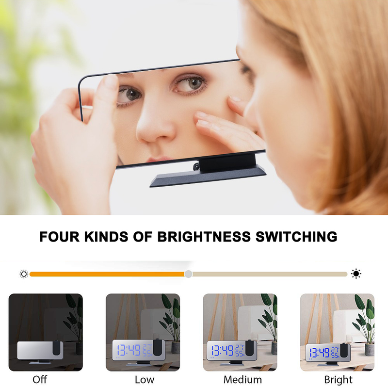FM Radio LED Digital Smart Wecker Uhr Tisch Elektronische Desktop Uhren USB Wake Up Uhr Mit 180 ° Zeit Projektion Snooze_voghion.com