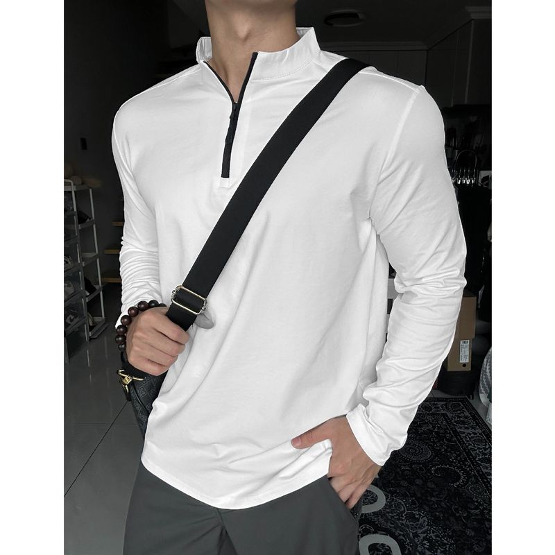 Maglietta a maniche lunghe elasticizzata da uomo in softshell per palestra, attività casual e all'aperto: traspirante, aderente e leggera_voghion.com
