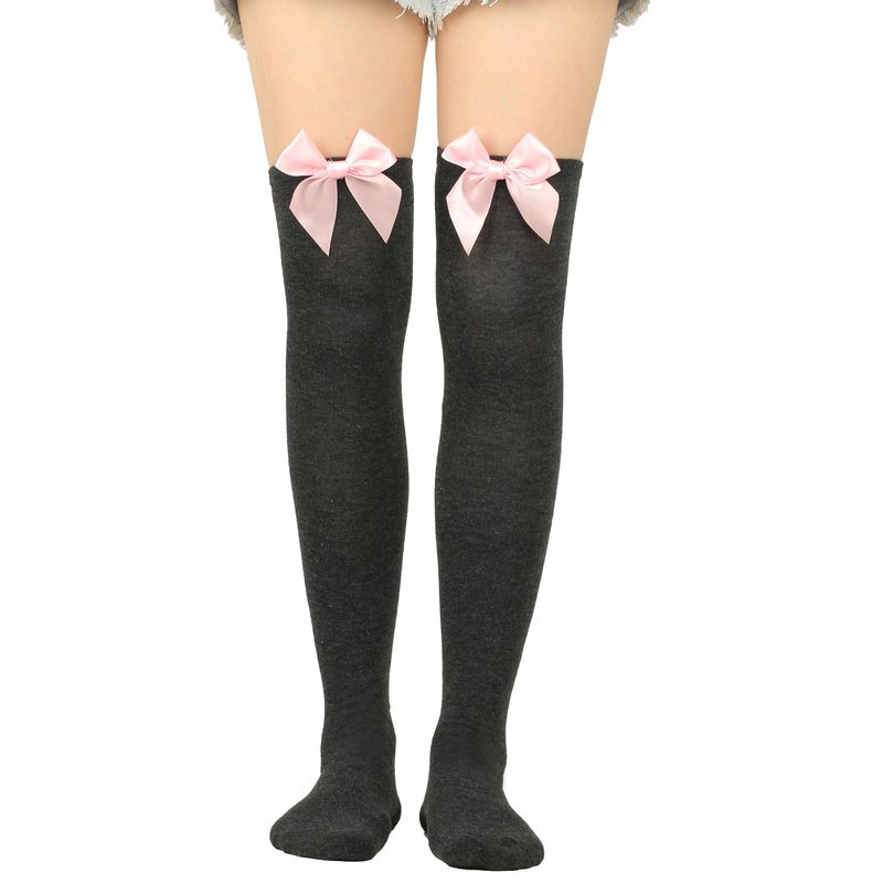 Calze sexy con fiocco per San Valentino sopra il ginocchio, calze alte, calze da donna, calze per feste di appuntamenti_voghion.com