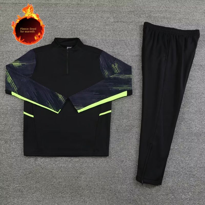 Fußballtrikot mit halbem Reißverschluss, langärmeliger Trainingsanzug, warmer Samt-Wettkampfanzug für Männer und Frauen, für Erwachsene und Kinder, individuelle Gestaltung des sportlichen Aussehens_voghion.com