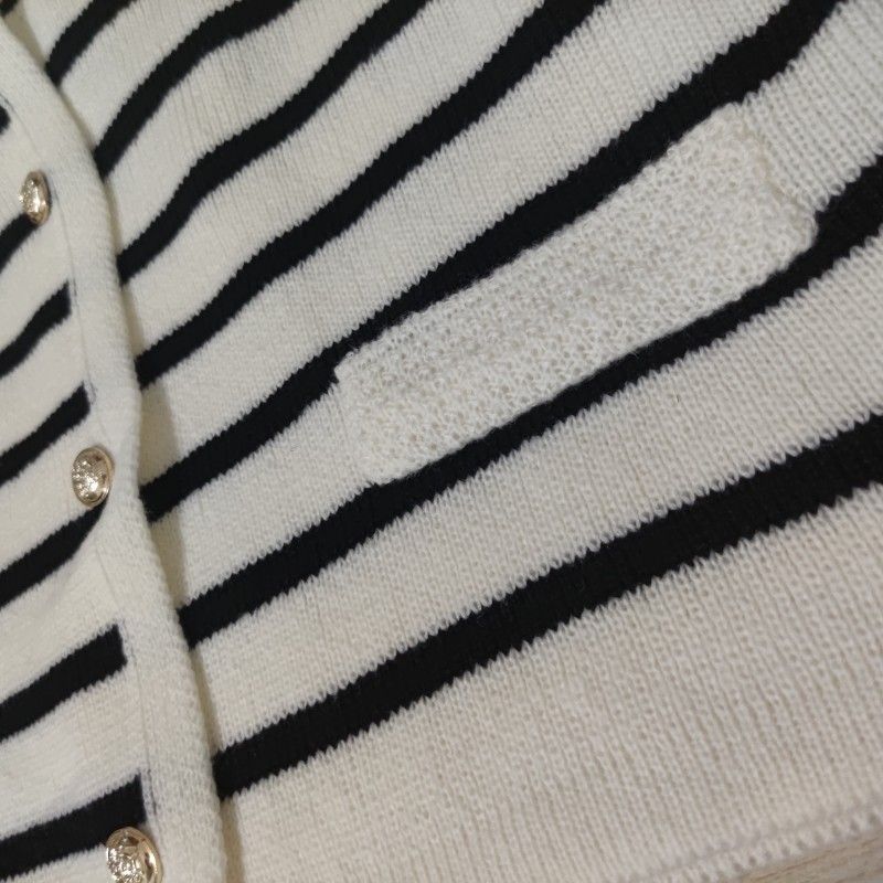 Damenbekleidung Schicke gestreifte Strickjacke Damen Pullover Mantel - Weiche Herbst-Oberbekleidung mit Rundhalsausschnitt, Slim Fit, lässig & elegant_voghion.com