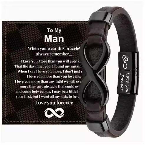 Bracciale da uomo in acciaio inossidabile con forma magnetica nera a forma di 8 "To My Man"_voghion.com