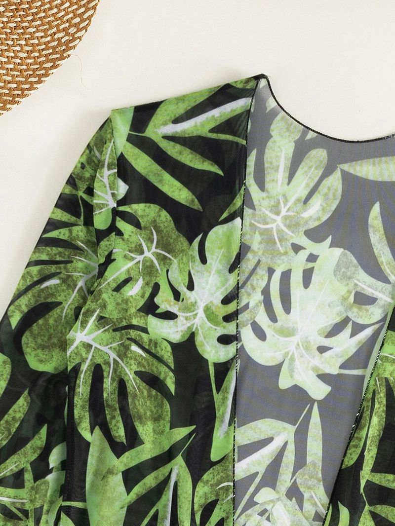 Damenbekleidung Badeanzug Damen Split Dreiteiliges Set Hohe Taille Langarm Netz Promi Anzug Bluse Sexy Bikini_voghion.com