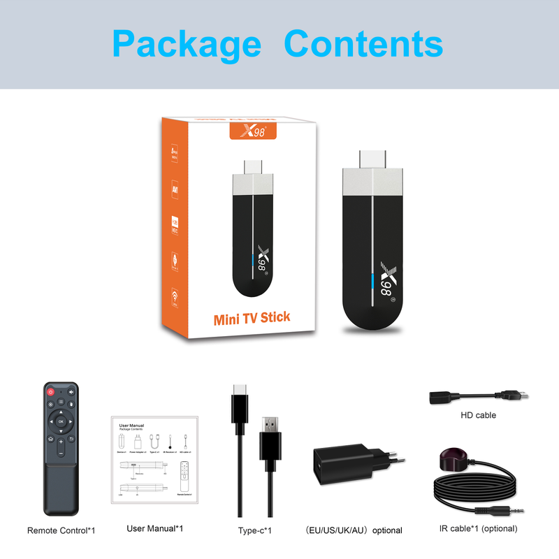X98 S500 Android 11.0 Smart TV Box Amlogic S905Y4 2,4G/5G WiFi 4K H.265 HEVC Bluetooth Set Top Box 4GB + 32GB Mini TV Stick_voghion.com