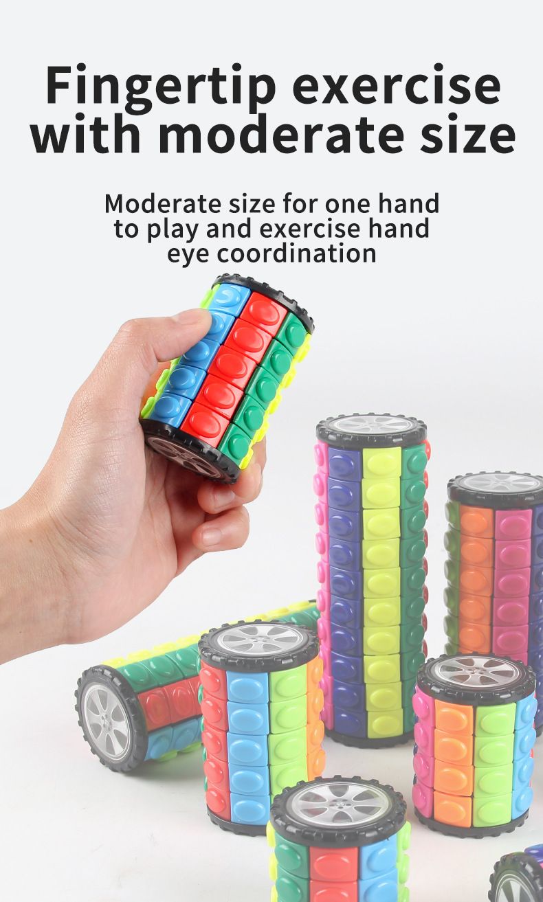 Giocattolo di decompressione dell'intelligenza creativa, torre magica tridimensionale, cubo magico di mais colorato, cubo magico rotante cilindrico a tre, quattro e cinque ordini_voghion.com