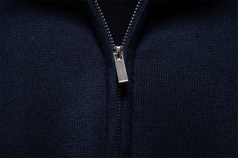 Suéter masculino de malha com gola alta - corte slim, 95% algodão, pulôver com zíper (azul-marinho/preto/verde/cinza claro/cinza escuro/bege)_voghion.com