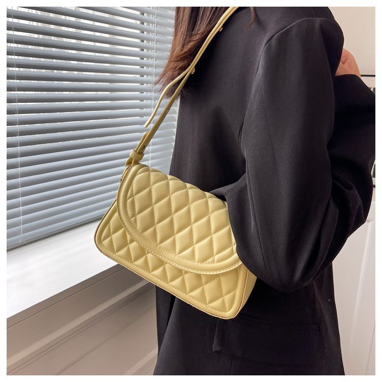 Geantă de damă versatilă, tip crossbody, cu un singur umăr, sub braț, cu broderie de romburi, geantă mică pătrată_voghion.com