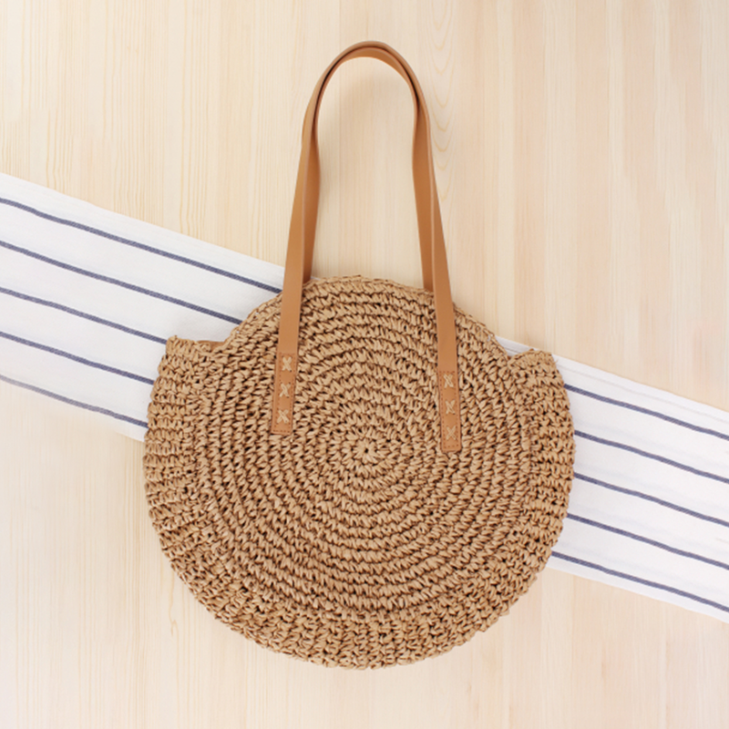 Estate per le donne Borse a tracolla in paglia Borsa da spiaggia all'uncinetto in rafia intrecciata con manico superiore intrecciato in rattan Borse casual 2023_voghion.com