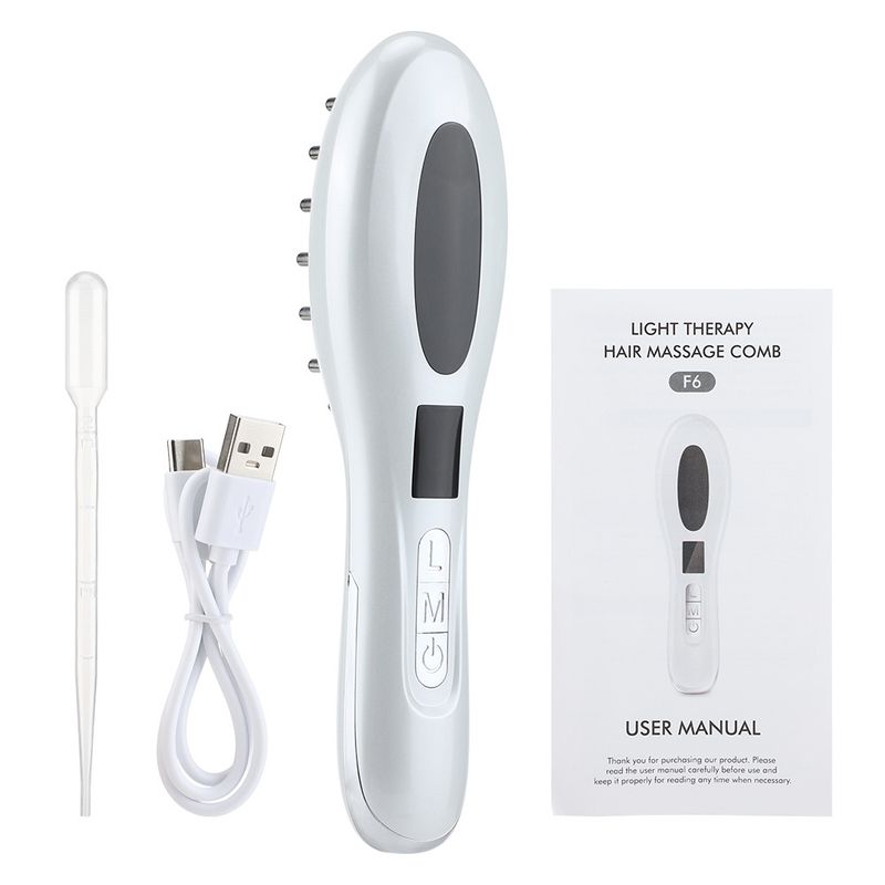 Elektrisk massage kam EMS färg ljus hårväxt applikator Negativ jon hårbotten massager Hår kam_voghion.com