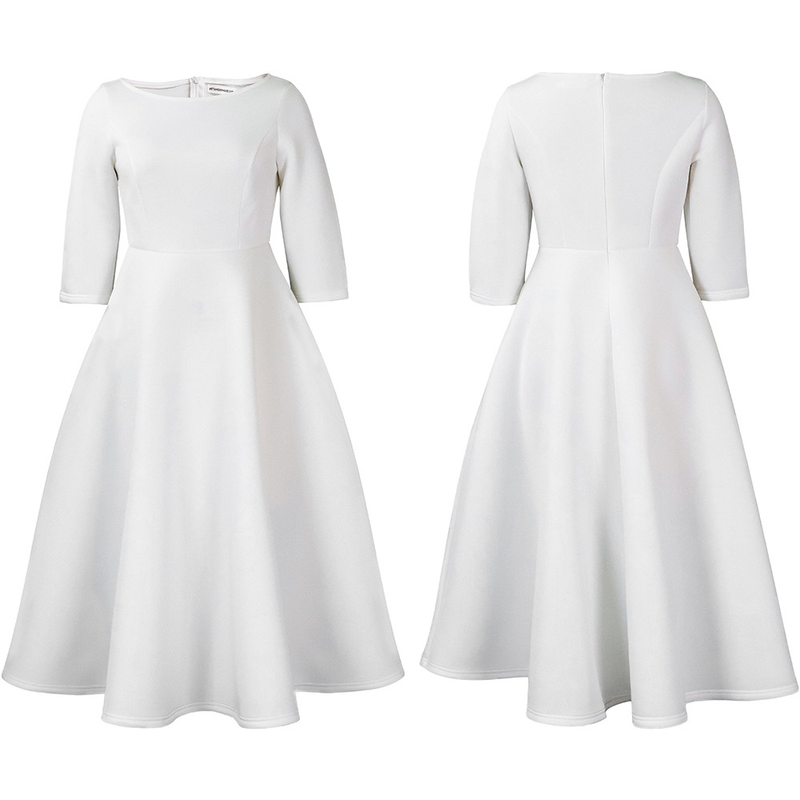 Women's solid color large swing skirt temperament evening dress skirt_voghion.com