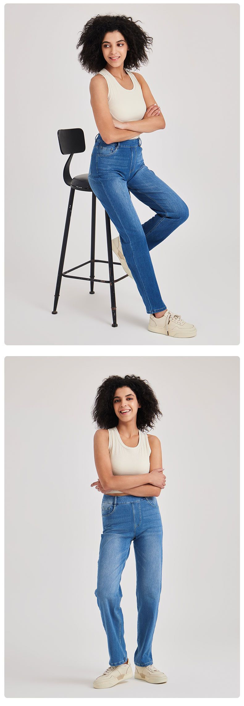 Jeans da yoga a vita alta SleekShape da donna - Pantaloni in denim elasticizzati effetto used con tasche, vestibilità slim, comodi per palestra e abbigliamento casual_voghion.com