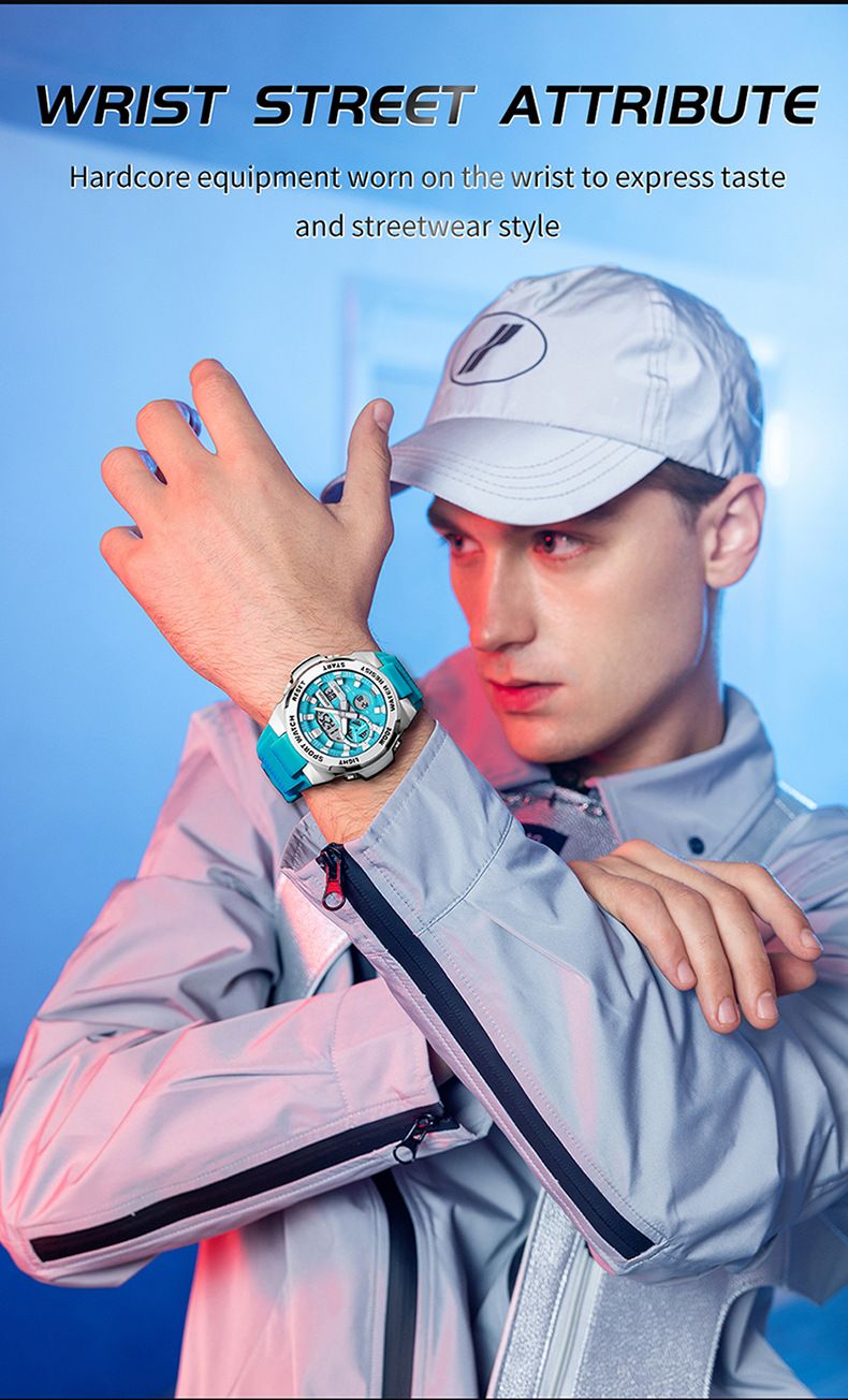 Montre analogique numérique multifonction, étanche, affichage lumineux, alarme et chronomètre pour étudiants et adolescents. Montre de sport lumineuse avec réveil._voghion.com