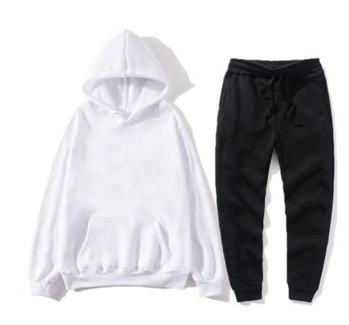 Cross-border Trend Casual Sports Suit Men's Solid Color Hooded Fleece Sweater Two-piece Set Casual Versatile_voghion.com