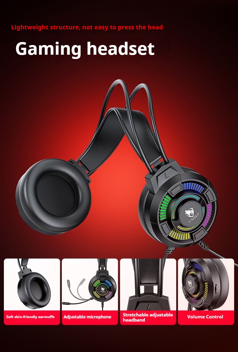T-WOLF TF700 Mechaniczna Klawiatura Czteroczęściowa Z Podkładką Myszy, Słuchawkami, Niebieskim Przełącznikiem Zestaw Do Gier RGB_voghion.com